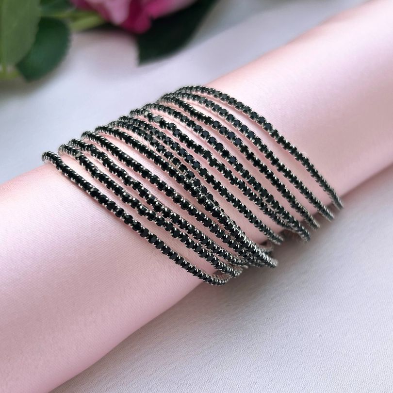 Stretchable Black Bracelet - Pack of 12