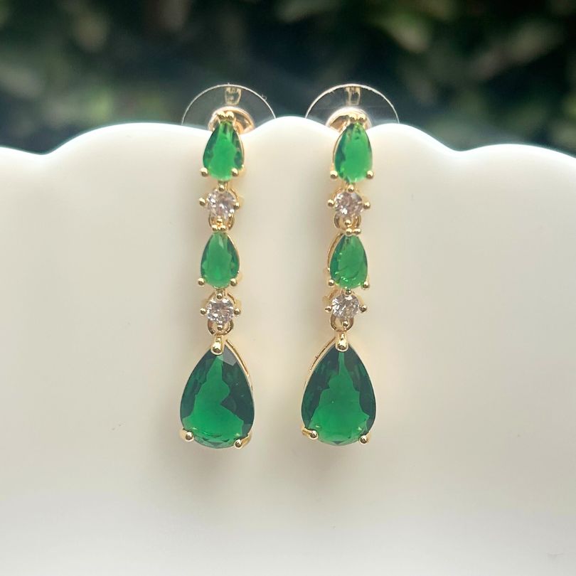 Una Green Drop Earrings