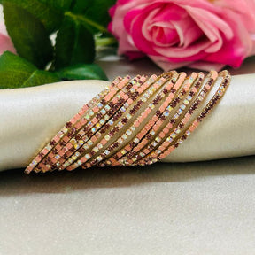 Stretchable Multi Peach Maroon Gold - Plated Bracelet