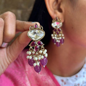 Govindi Wine Kundan Designer Earrings