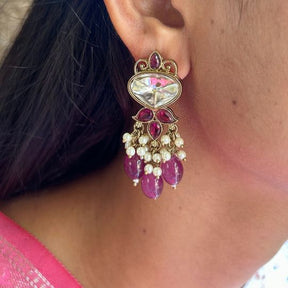 Govindi Wine Kundan Designer Earrings