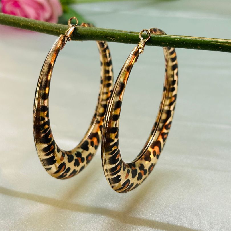 Animal Print Oversized Hoop Earrings