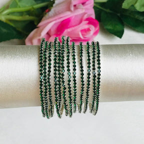 Stretchable Green Silver - Plated Bracelet