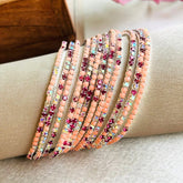 Stretchable Peach & Maroon Bracelet - Pack of 12