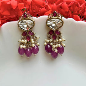 Govindi Wine Kundan Designer Earrings