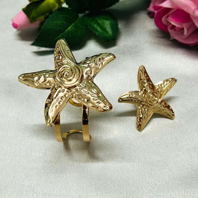 Star Golden Bracelet With Ring