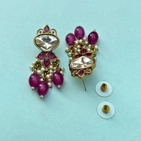 Govindi Wine Kundan Designer Earrings