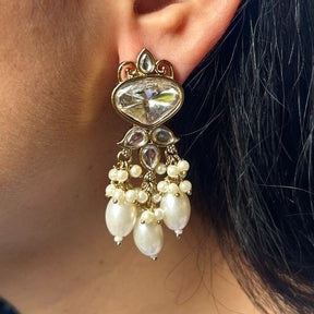 Govindi White Kundan Designer Earrings