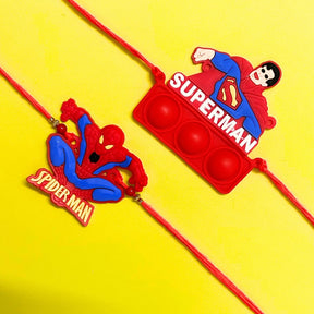 Set of 2 Rakhis - Spiderman And Superman Rakhis