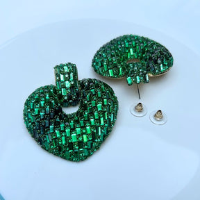 Bling Blogger Love Green Heart Earrings