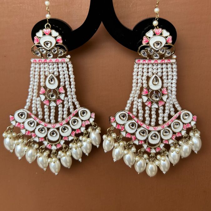 Jodha White Jhoomar Earrings