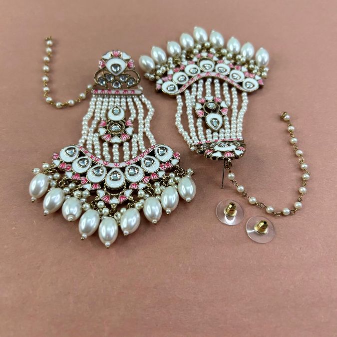 Jodha White Jhoomar Earrings