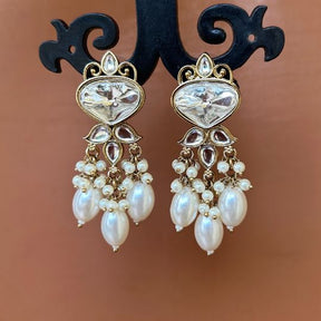 Govindi White Kundan Designer Earrings