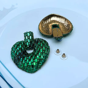 Bling Blogger Love Green Heart Earrings