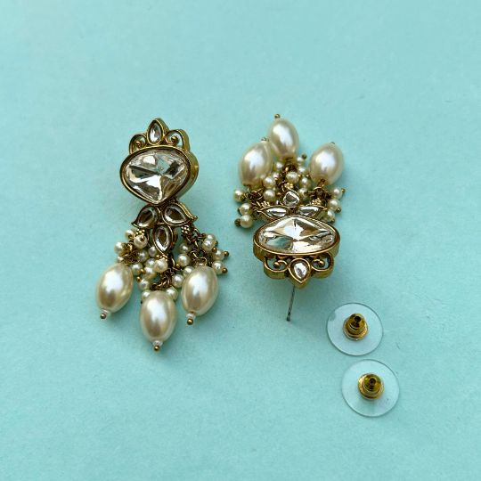 Govindi White Kundan Designer Earrings