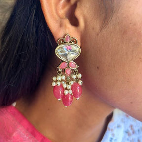 Govindi Pink Kundan Designer Earrings