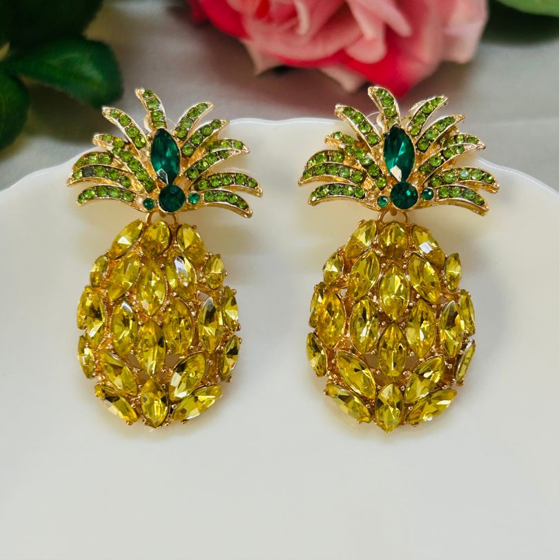 Pine Apple Yellow Earrings