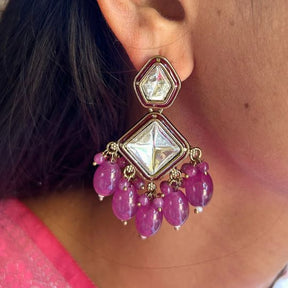 Sakhi Purple Kundan Coral Earrings