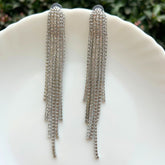 Silver American Diamond Chandelier Earrings