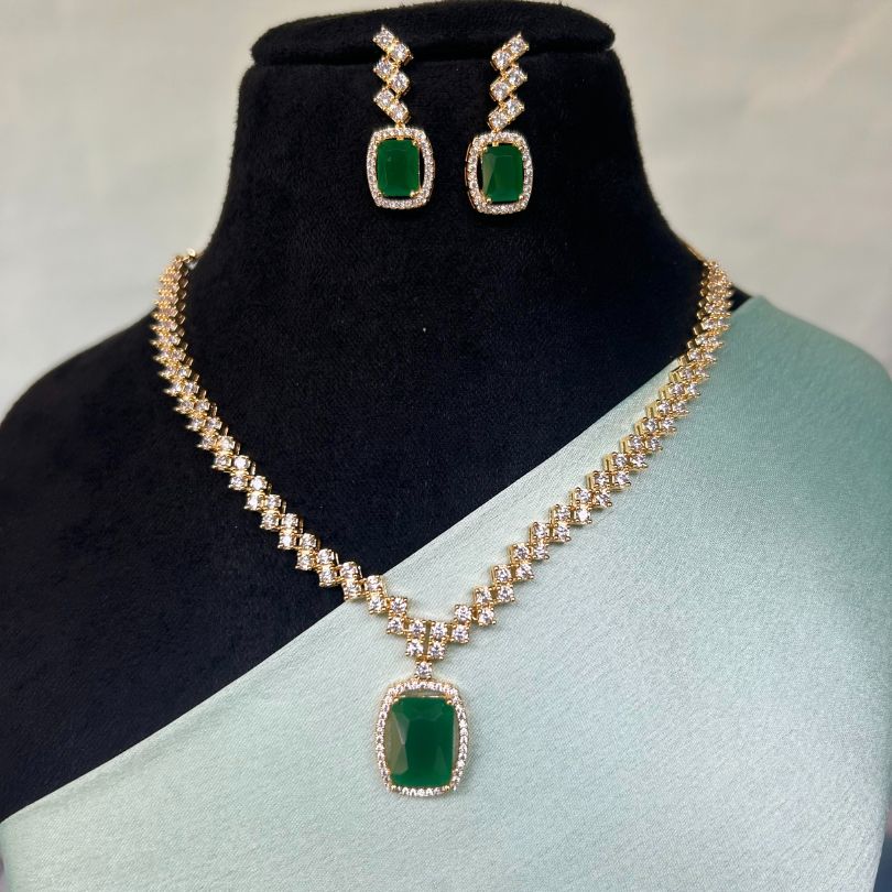 Gracie Green American Diamond Necklace Set