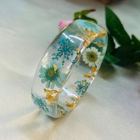 Blue Floral Clear Transparent Bangles