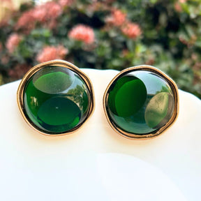 Statement Green Stud Earrings