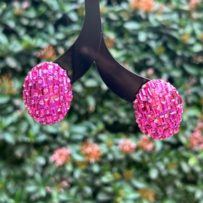 Bling Blogger  Pink Oval Stud Earrings