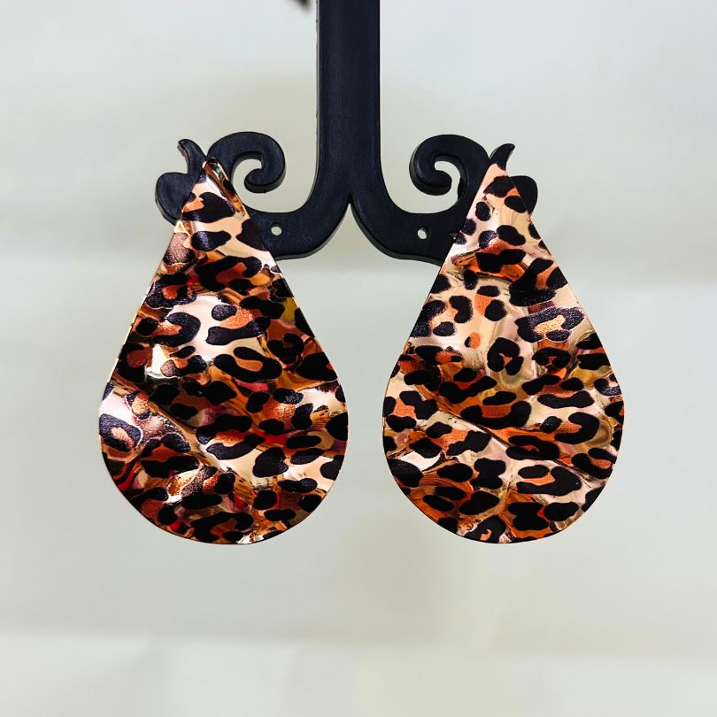 Animal Print Big Tear Drop Earrings