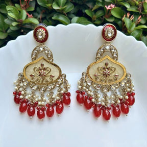 Anoma Maroon Designer Chandbalis Earrings