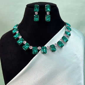 Nirosha Rama Green American Diamond Necklace Set