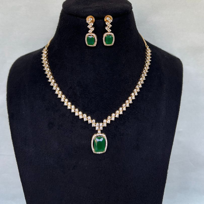 Gracie Green American Diamond Necklace Set