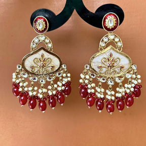 Anoma Maroon Designer Chandbalis Earrings