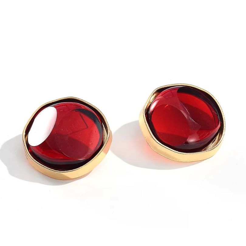 Statement Maroon Stud Earrings