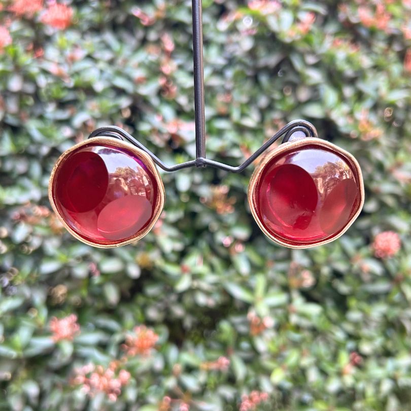 Statement Maroon Stud Earrings