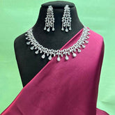 Tear Drop Solitaries American Diamond Necklace Set