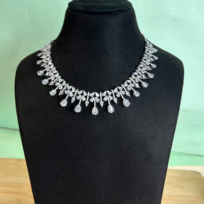 Tear Drop Solitaries American Diamond Necklace Set