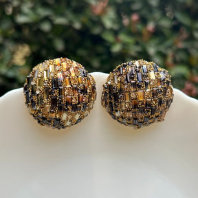 Bling Blogger Black Gold Stud Earrings - Small