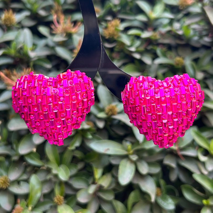 Bling Blogger Pink Heart Earrings - Big