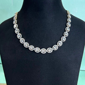 Round Solitaire Line American Diamond Necklace Set