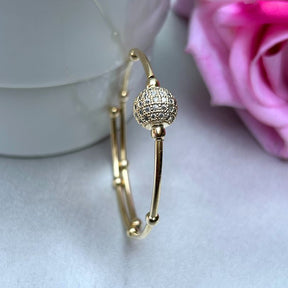 Golden Ball Adjustable American Diamond Bracelet