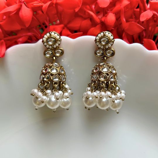 Mahua White Jhumkas