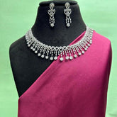 Valentina Silver American Diamond Necklace Set