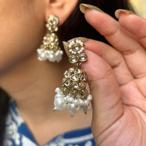 Mahua White Jhumkas