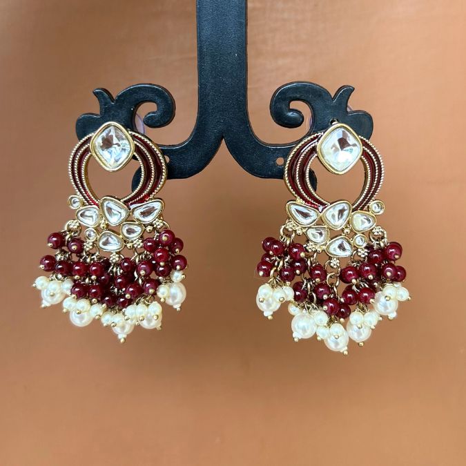 Chand Maroon Small Chandbalis