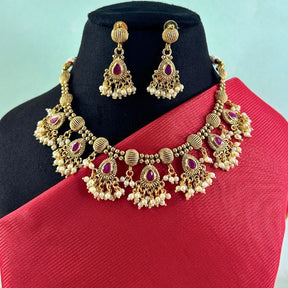 Gajavanthi Antique Golden Necklace Set