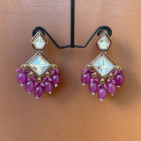 Sakhi Purple Kundan Coral Earrings