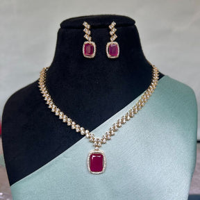 Gracie Ruby American Diamond Necklace Set