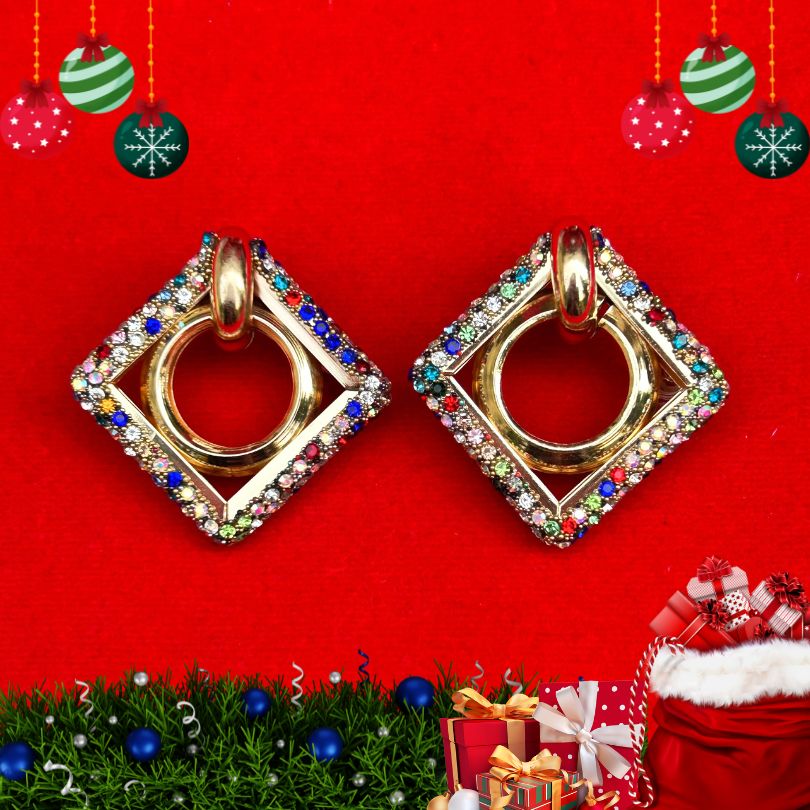 Bling Multicolor Rhombus Earrings