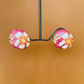 Floral Print Maroon Stud Earrings
