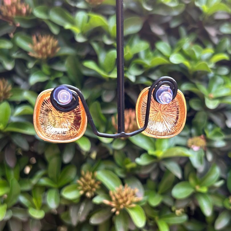 Enamel Square Brown Stud Earrings